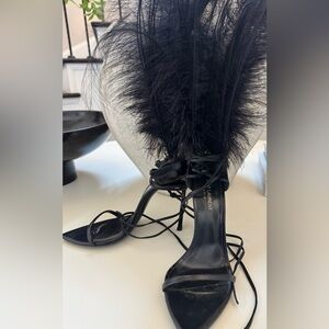 Saint Laurent
Leather Feather Trim Sandals